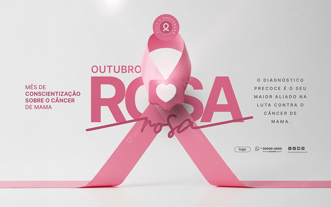 Carrossel Outubro Rosa Mês de Prevenção Social Media PSD Editável