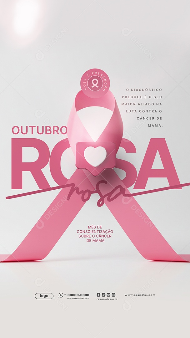 Story Outubro Rosa Mês de Prevenção Social Media PSD Editável
