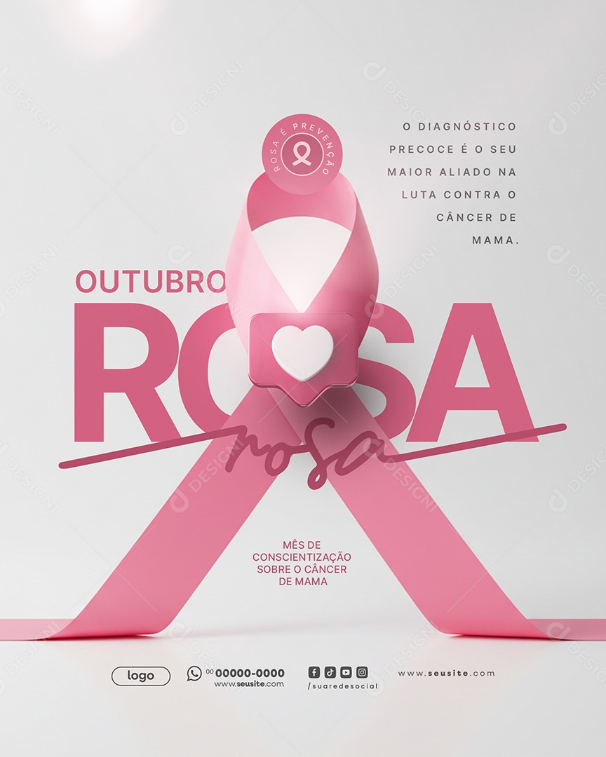 Outubro Rosa Mês de Prevenção Social Media PSD Editável