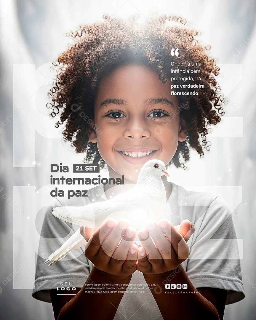 Dia Internacional da Paz 21 de Setembro Paz Verdadeira Florescendo Social Media PSD Editável