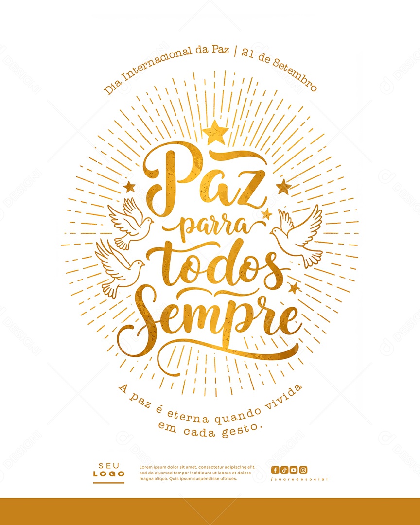 Dia Internacional da Paz 21 de Setembro a Paz é Eterna Social Media PSD Editável