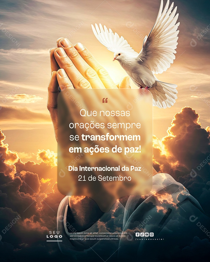 Dia Internacional da Paz 21 de Setembro Transformem em Ações de Paz Social Media PSD Editável