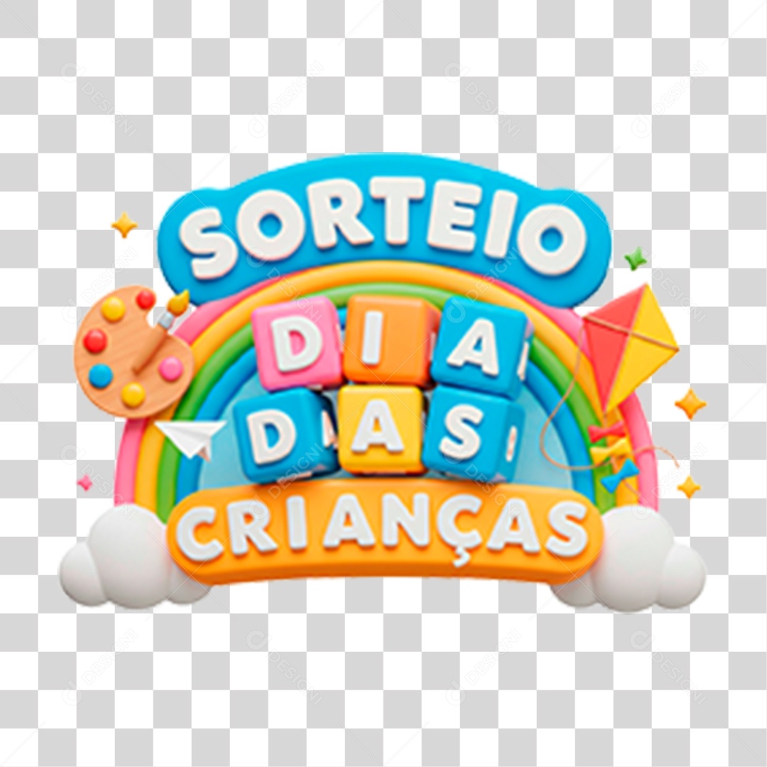 Selo 3D Sorteio Dia das Crianças PNG Transparente
