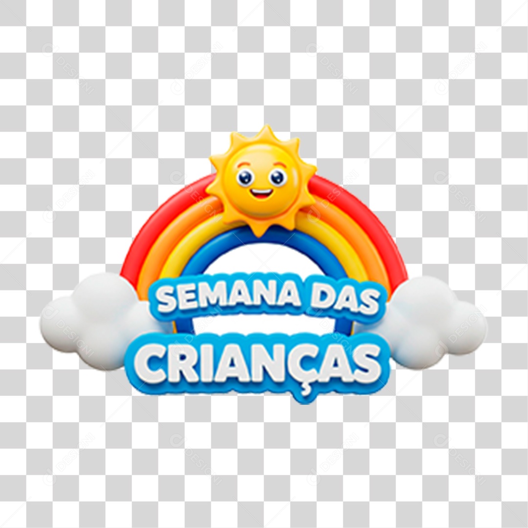 Selo 3D Semana das Crianças PNG Transparente
