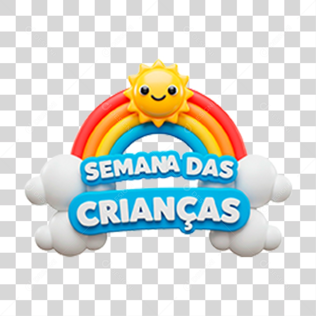 Selo 3D Semana das Crianças PNG Transparente