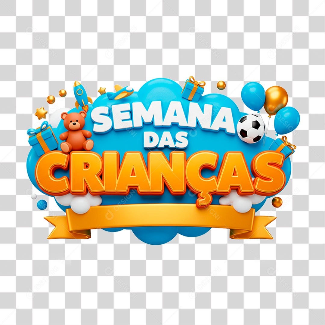 Selo 3D Semana das Crianças PNG Transparente