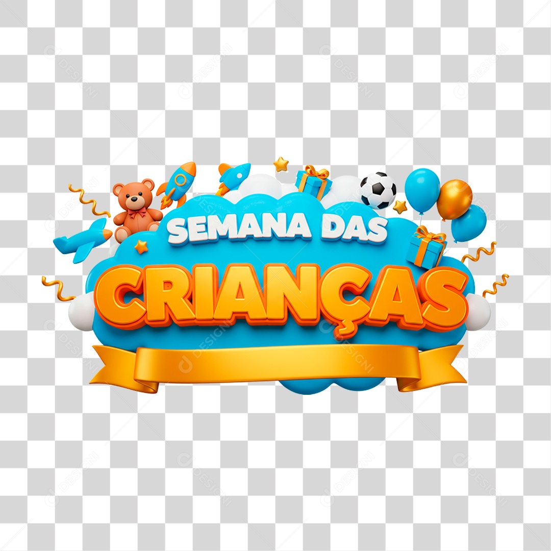 Selo 3D Semana das Crianças PNG Transparente