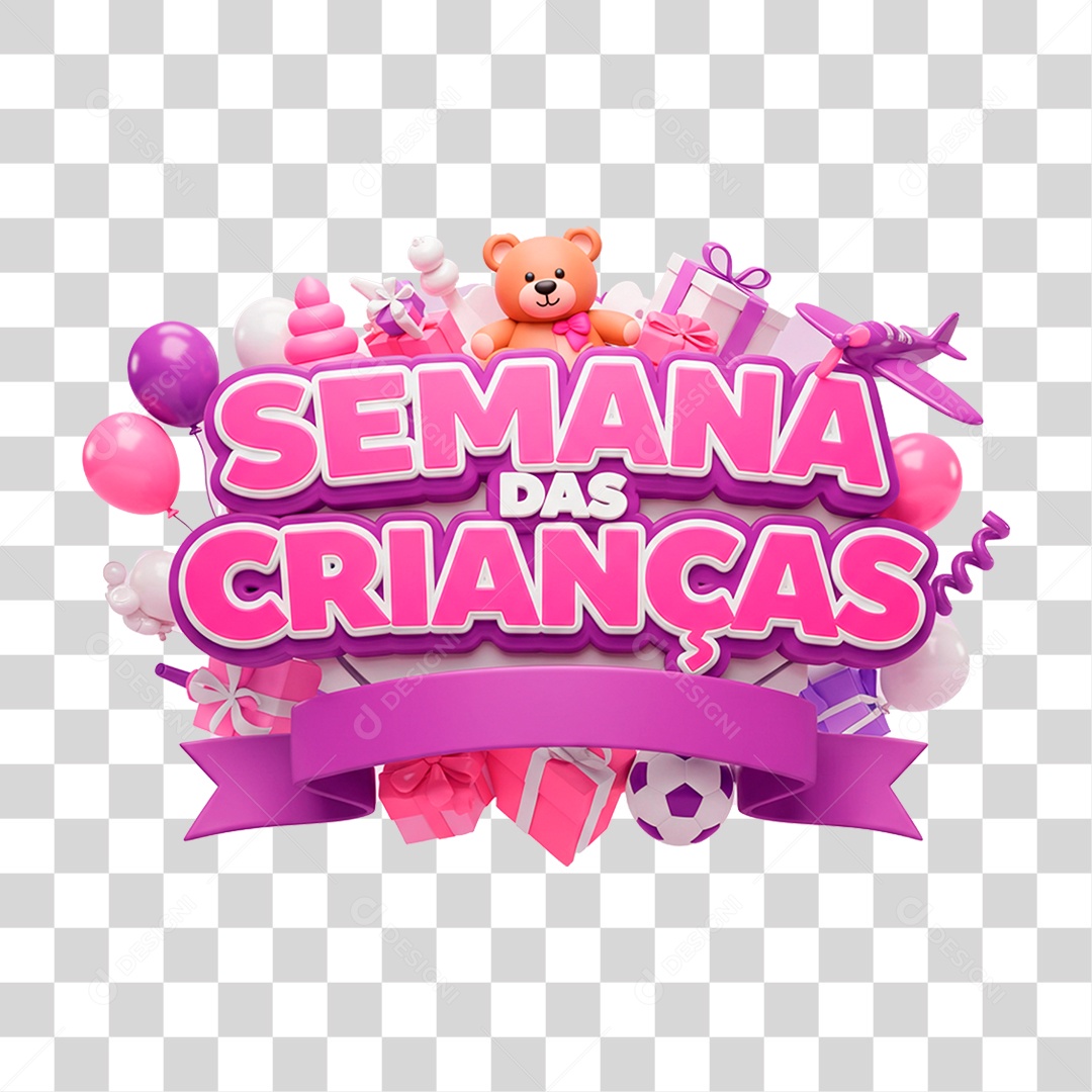 Selo 3D Semana das Crianças PNG Transparente