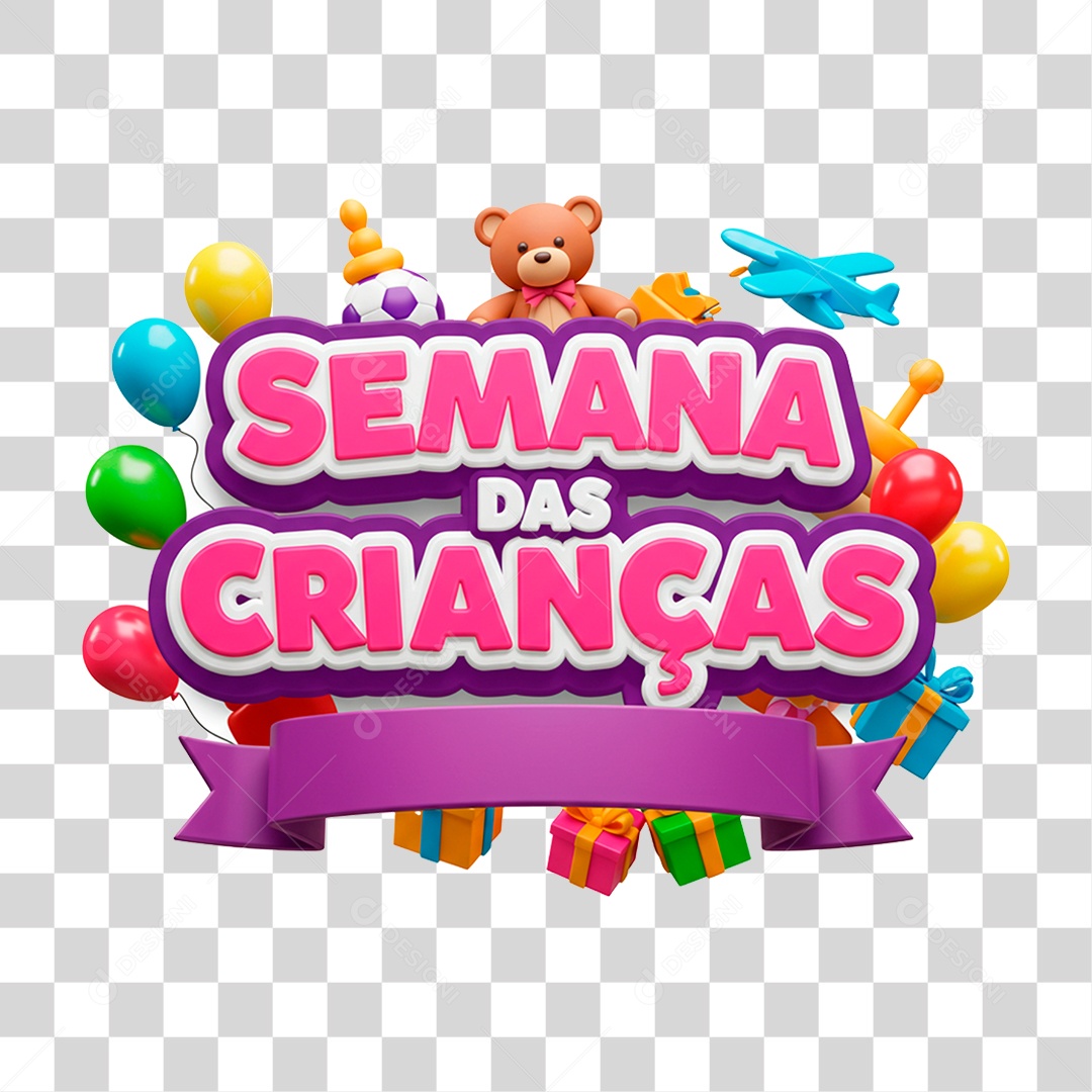 Selo 3D Semana das Crianças PNG Transparente
