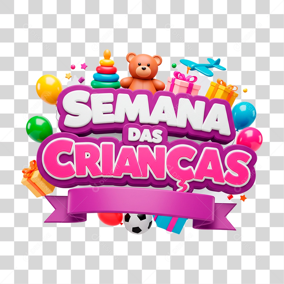 Selo 3D Semana das Crianças PNG Transparente