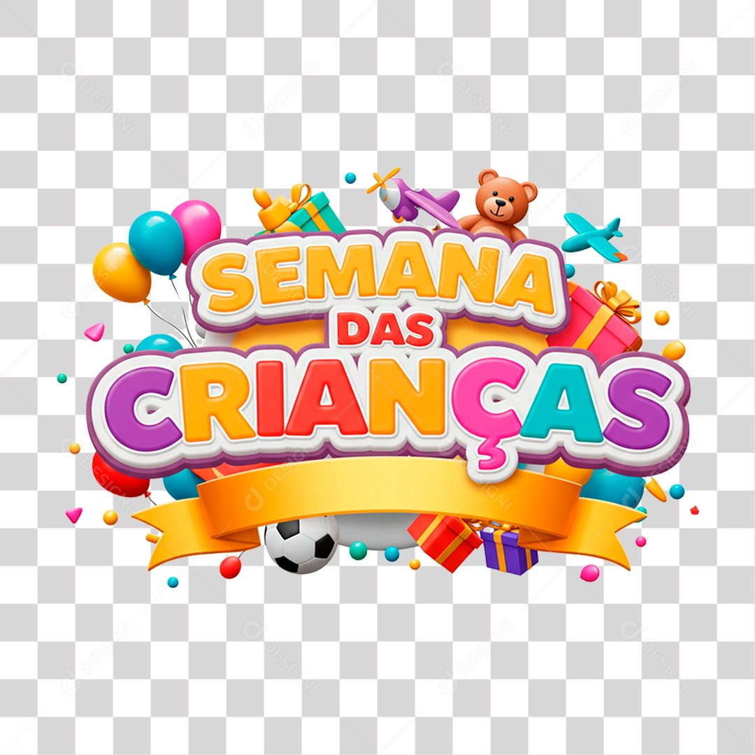 Selo 3D Semana das Crianças PNG Transparente