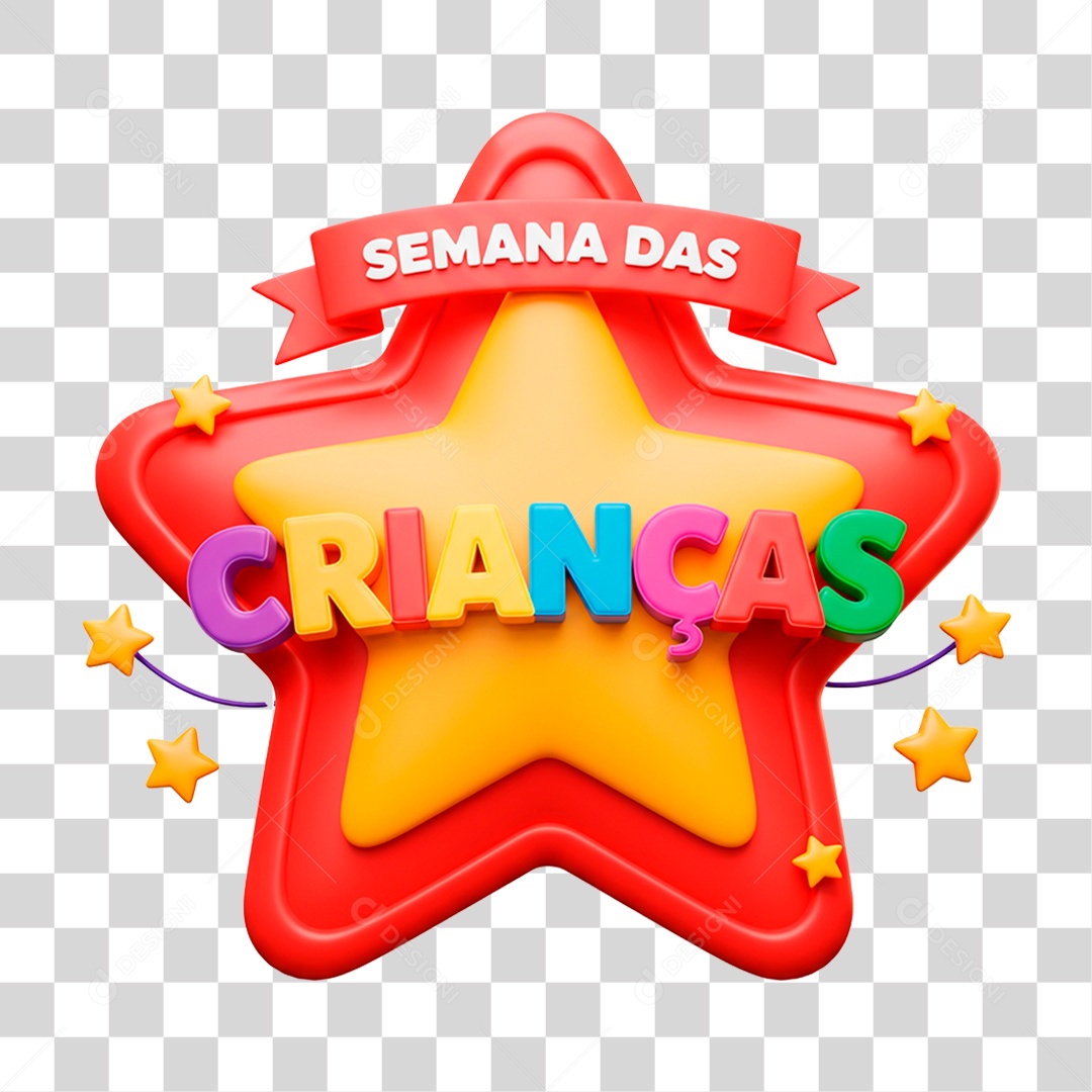 Selo 3D Semana das Crianças PNG Transparente