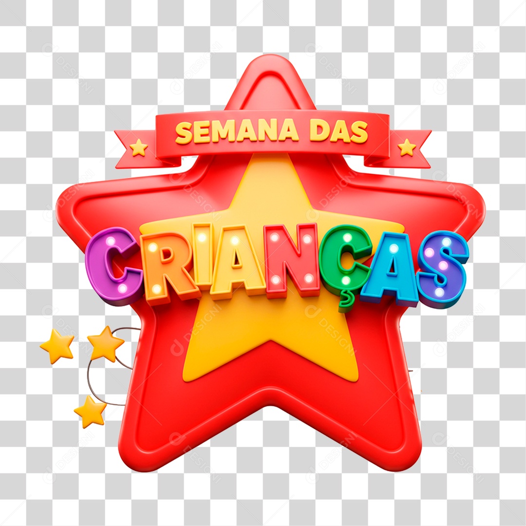Selo 3D Semana das Crianças PNG Transparente