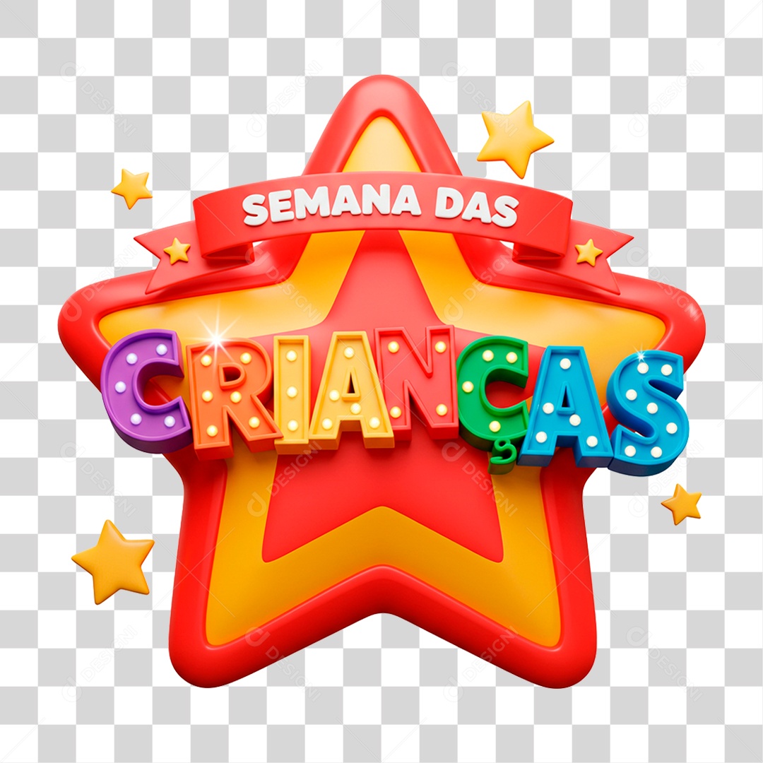 Selo 3D Semana das Crianças PNG Transparente