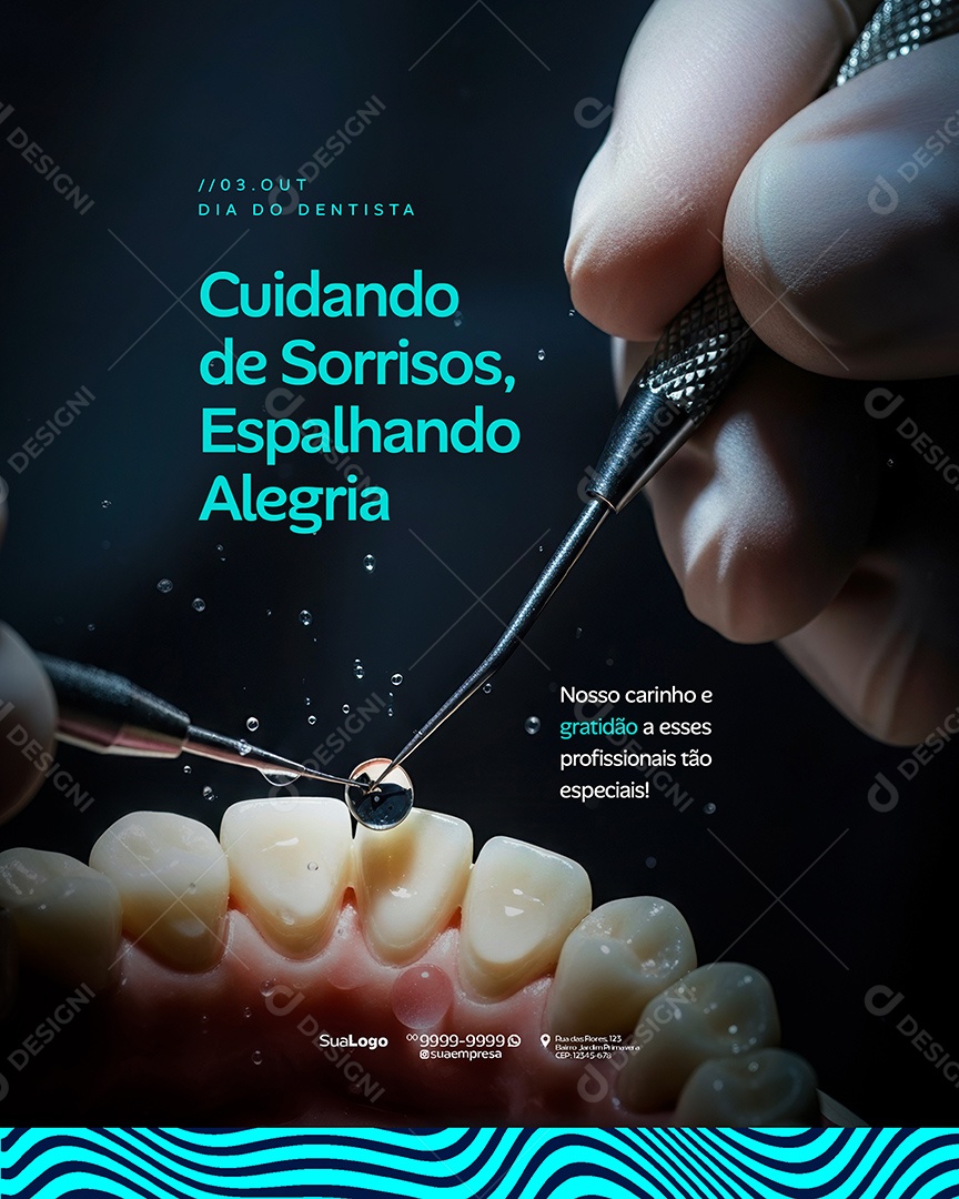 Dia do Dentista 25 de Outubro Cuidando de Sorrisos Social Media PSD Editável