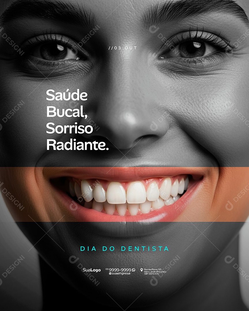 Dia do Dentista 25 de Outubro Saúde Bucal Sorriso Radinte Social Media PSD Editável
