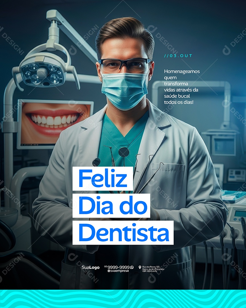 Feliz Dia do Dentista 25 de Outubro Social Media PSD Editável