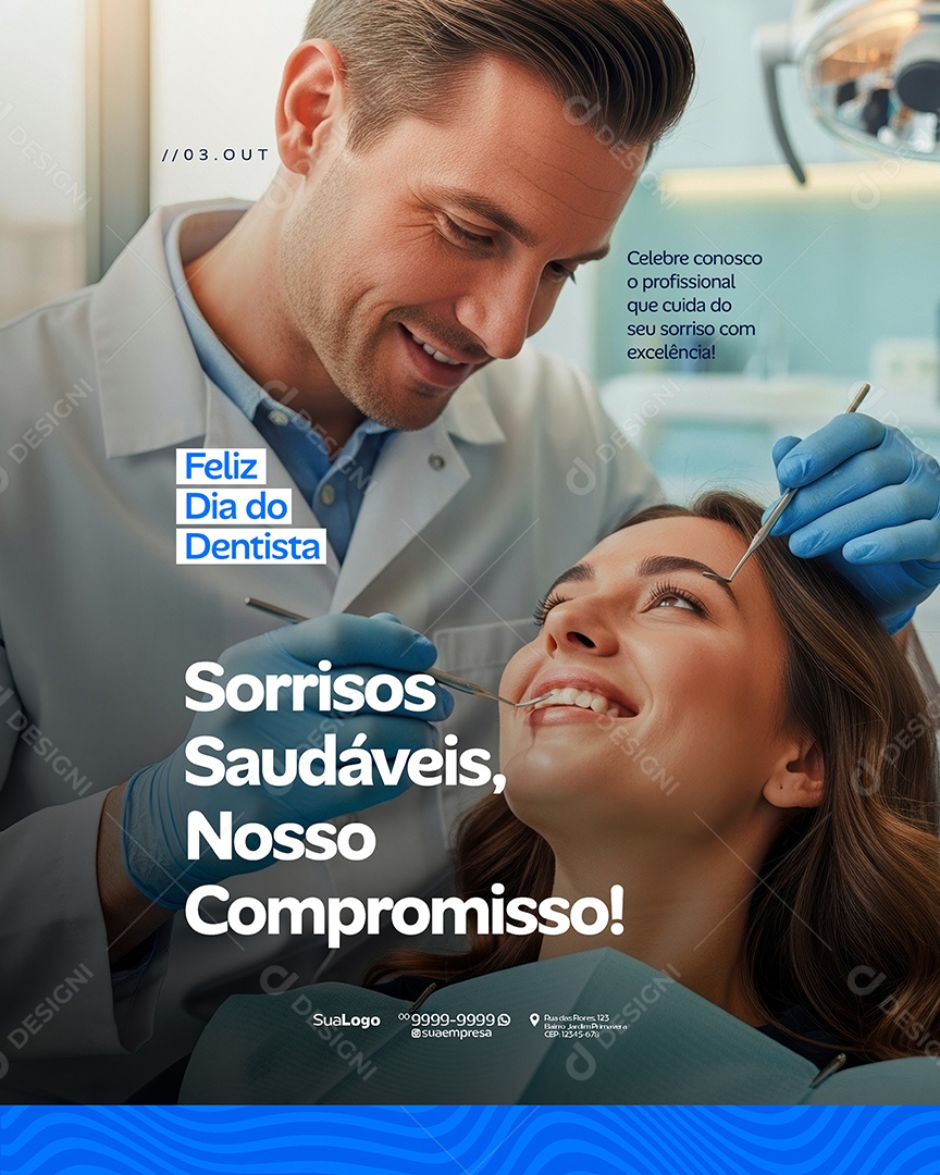 Dia do Dentista 25 de Outubro Sorrisos Saudáveis Social Media PSD Editável