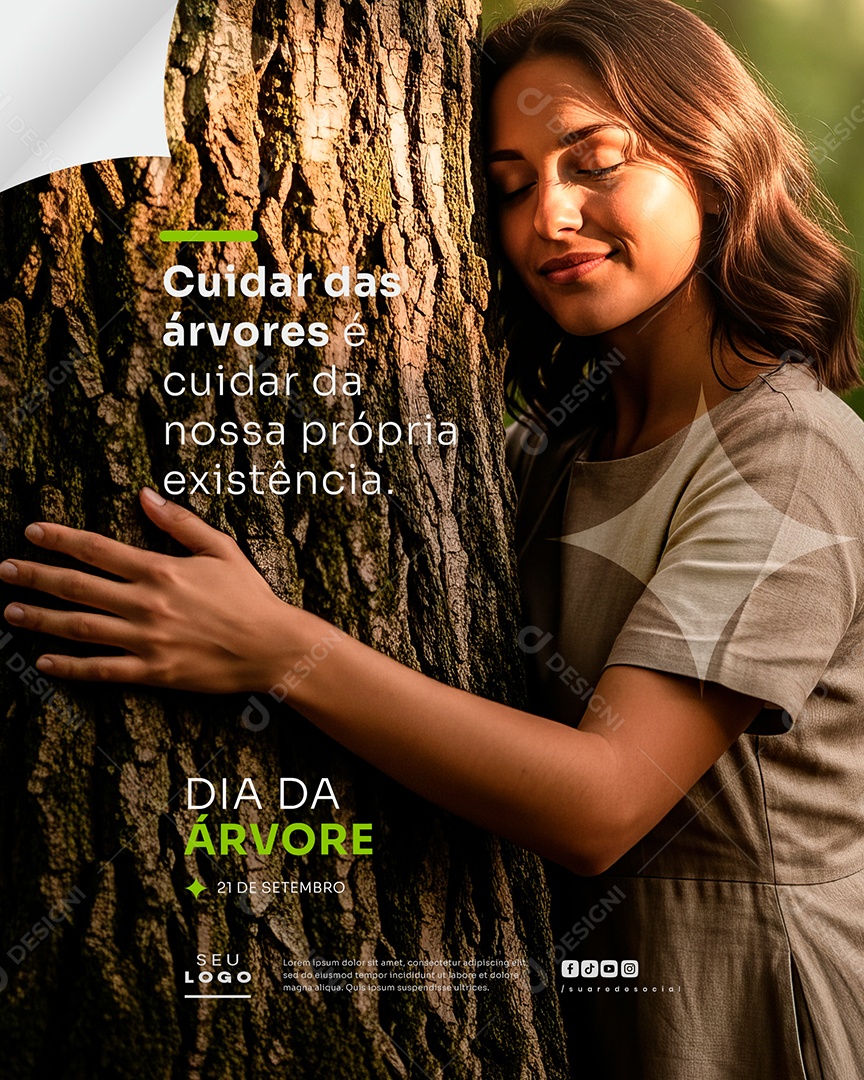 Dia da Árvore 21 de Setembro Cuidar das Árvores Social Media PSD Editável