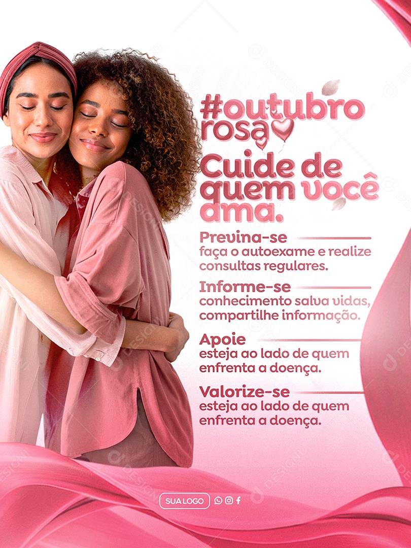 Outubro Rosa Mês de Prevenção Social Media PSD Editável