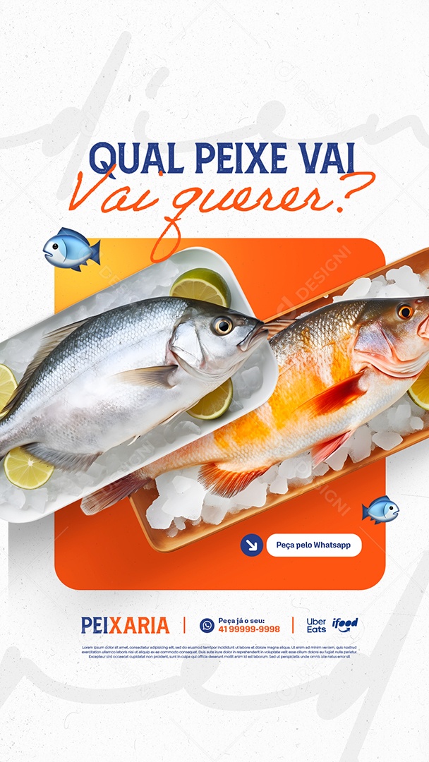 Story Peixaria Qual Peixe Vai Querer Social Media PSD Editável