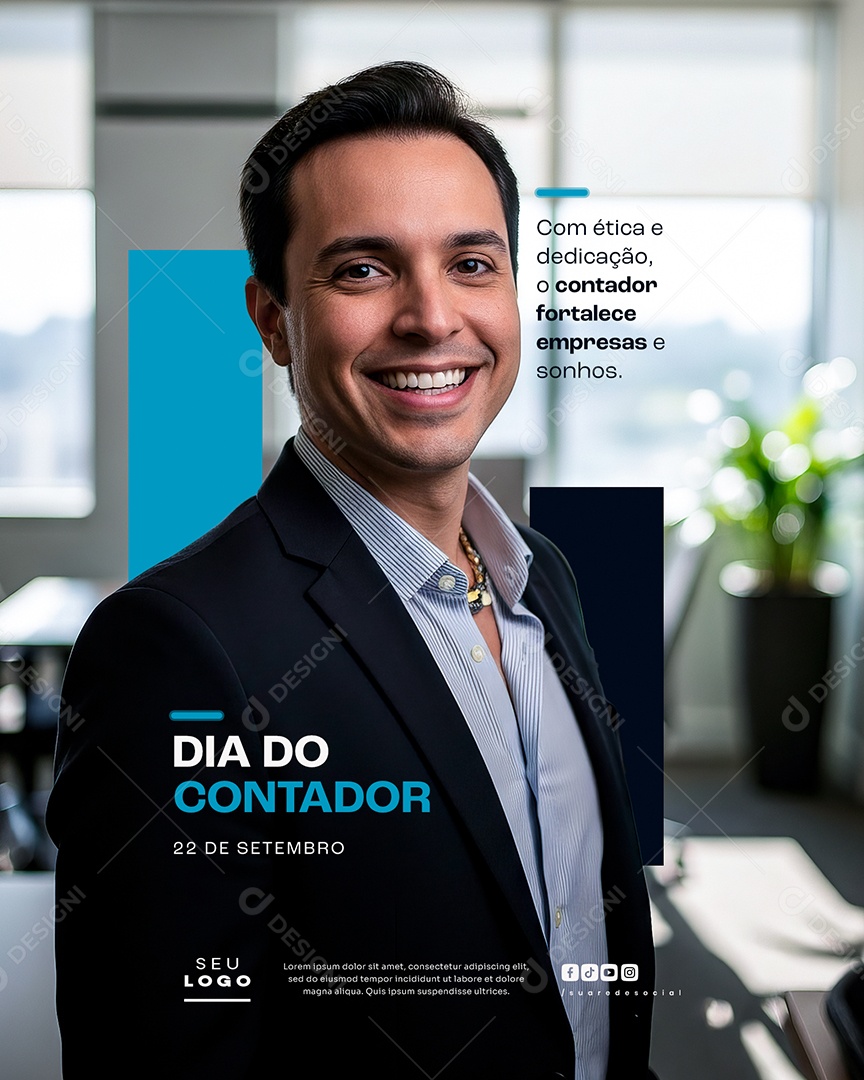 Feliz Dia do Contador 22 de Setembro Com Ética e Dedicação Social Media PSD Editável