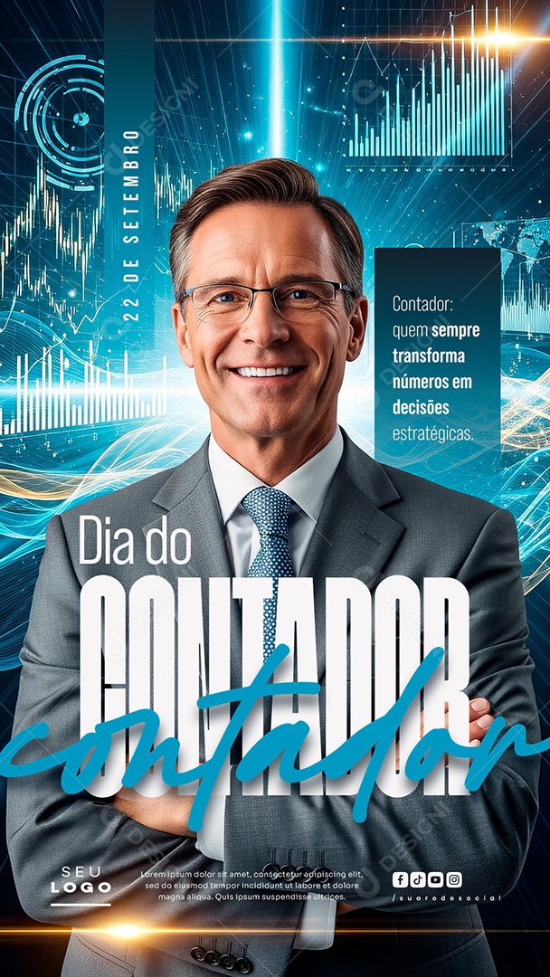 Story Dia do Contador 22 de Setembro Sempre Transforma Números Em decisões Social Media PSD Editável