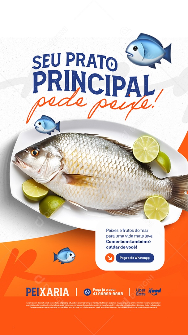 Story Peixaria Seu Prato Principal Pede Peixe Social Media PSD Editável