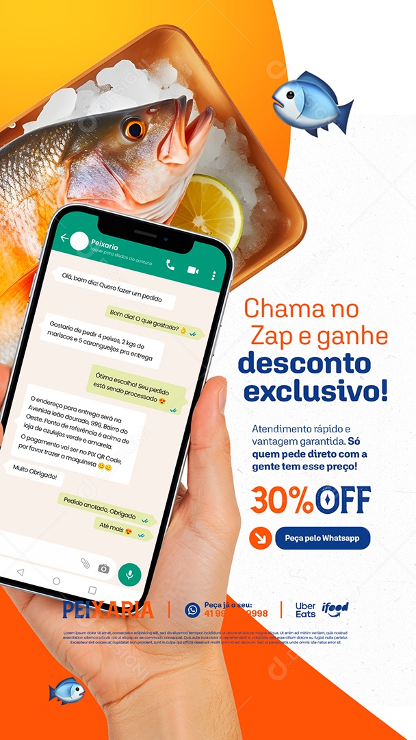 Story Peixaria Chama no Zap e Ganhe Social Media PSD Editável