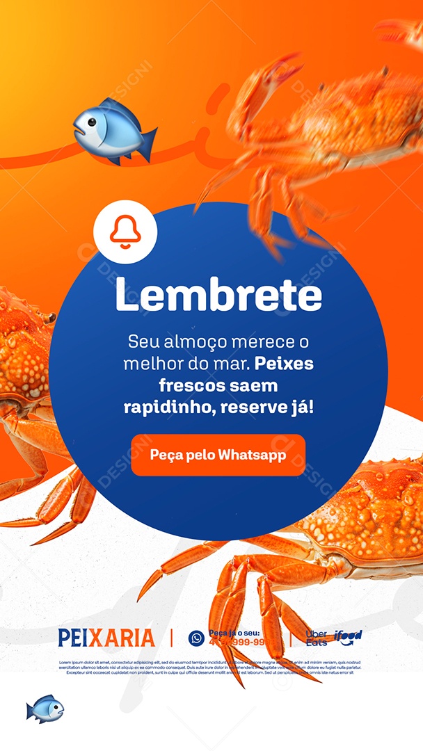 Story Peixaria Lembrete Social Media PSD Editável