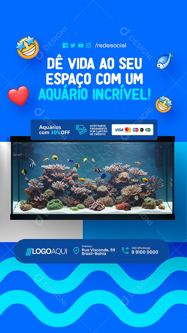 Story Aquários Dê Vida ao Seu Espaço com Um Aquário Incrível Social Media PSD Editável