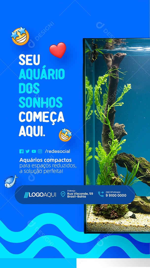 Story Aquários Seu Aquário dos Sonhos Começa Aqui Social Media PSD Editável