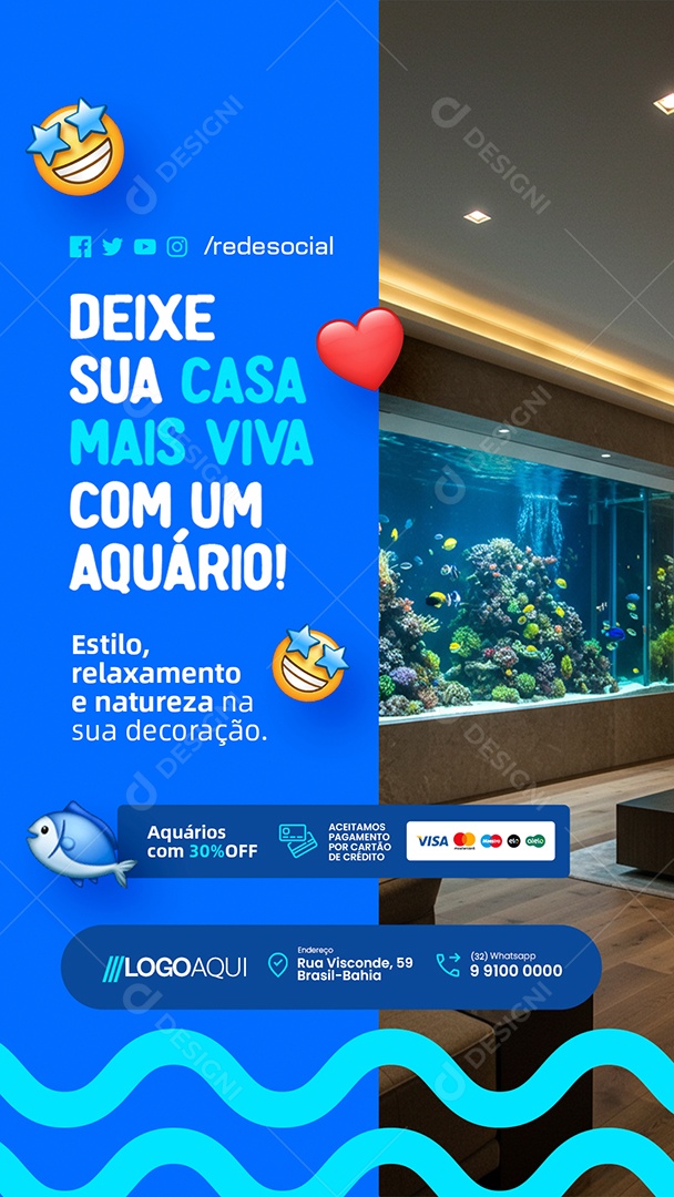 Story Aquários Deixe sua Casa Mais Viva com Um Aquário Social Media PSD Editável