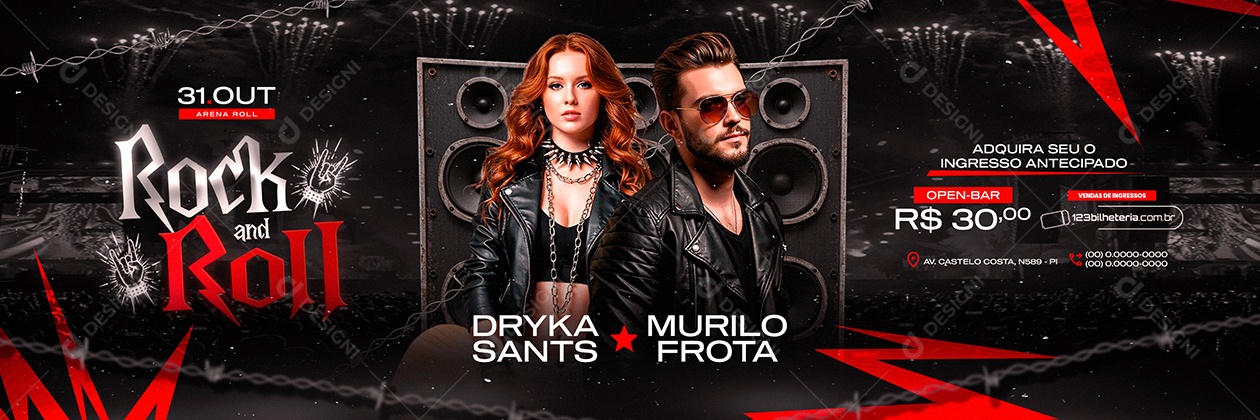 Carrossel Flyer Rock And Roll Social Media PSD Editável