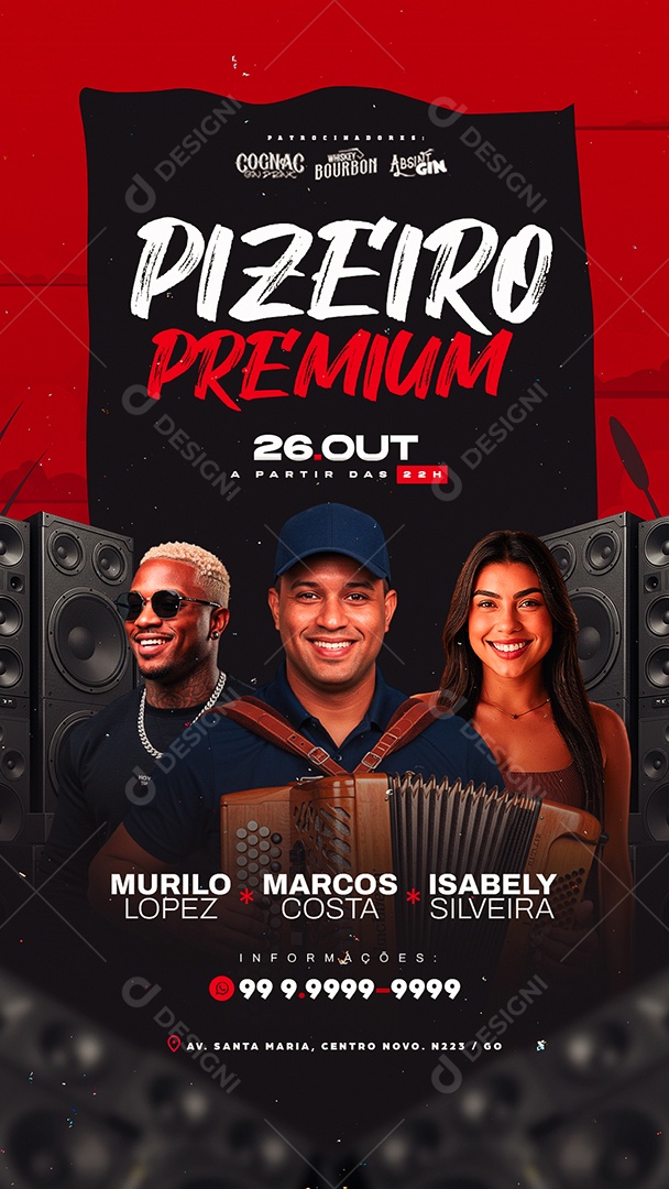 Story Flyer Próximos Shows Pizeiro Premium Social Media PSD Editável
