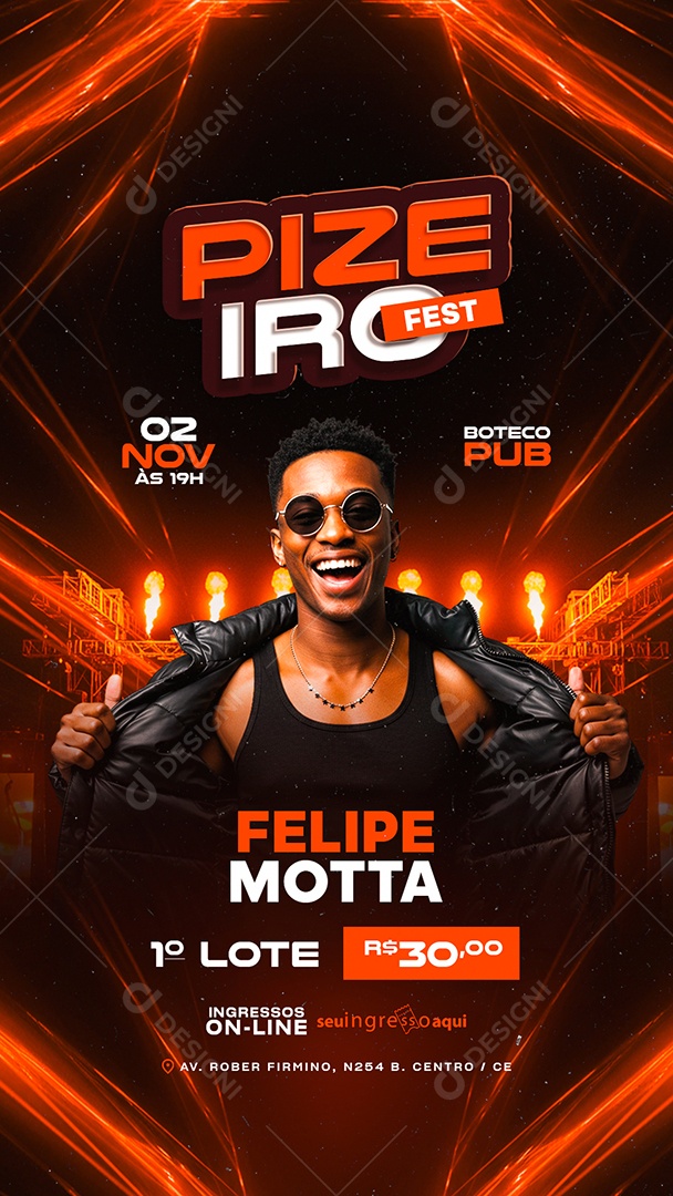 Story Flyer Próximos Shows Pizeiro Fest Social Media PSD Editável