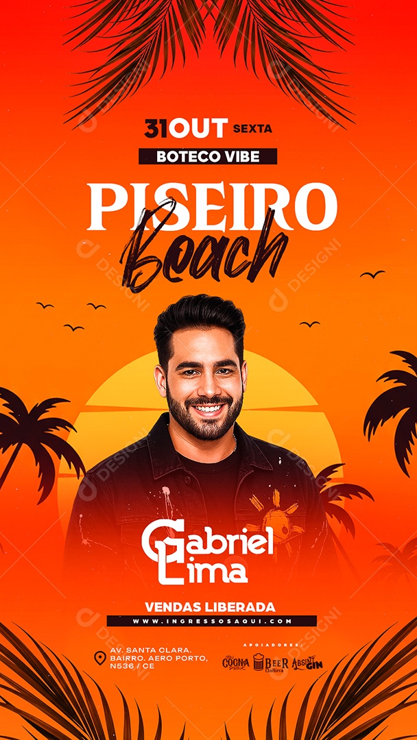 Story Flyer Próximos Shows Piseiro Beach Social Media PSD Editável