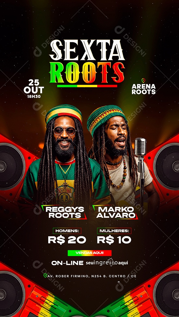 Story Flyer Reggae Sexta Roots Social Media PSD Editável