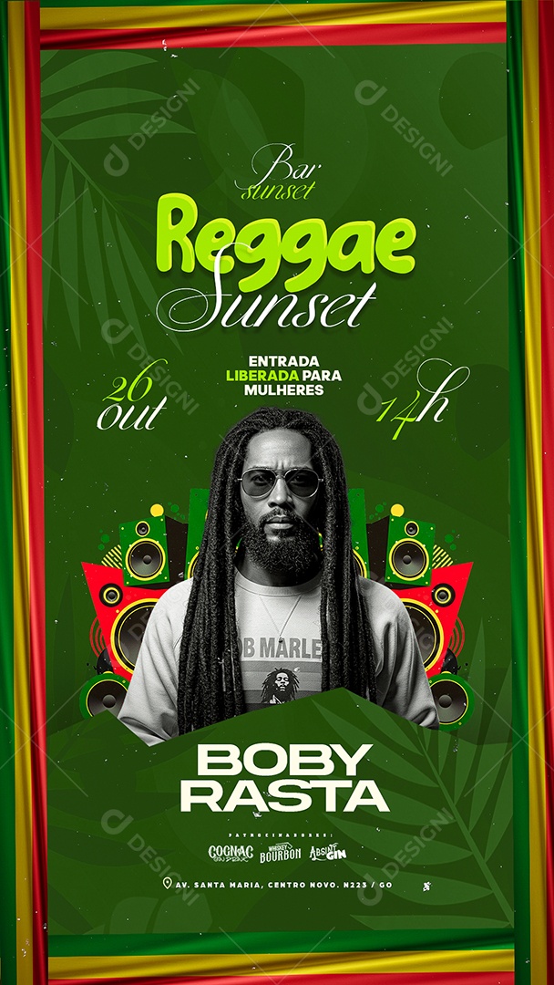 Story Flyer Reggae Sunset Social Media PSD Editável