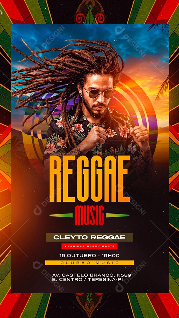 Story Flyer Reggae Music Social Media PSD Editável