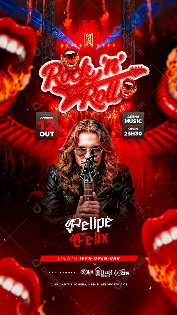 Story Flyer Rock Roll Felipe Felix Social Media PSD Editável