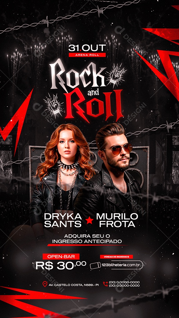 Story Flyer Rock And Roll Social Media PSD Editável