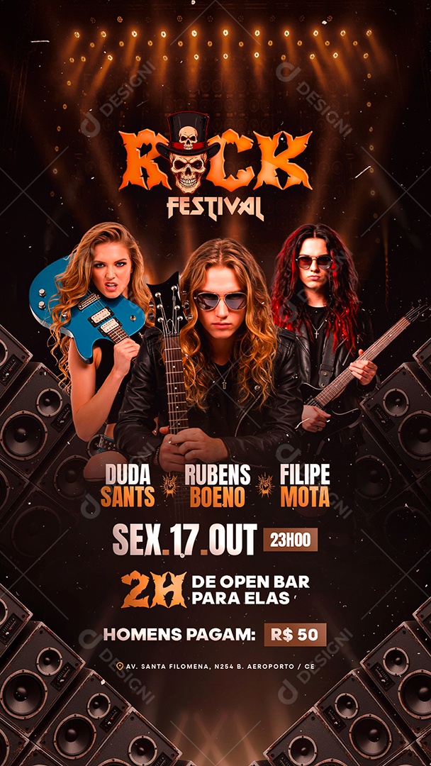 Story Flyer Rock Festival Social Media PSD Editável