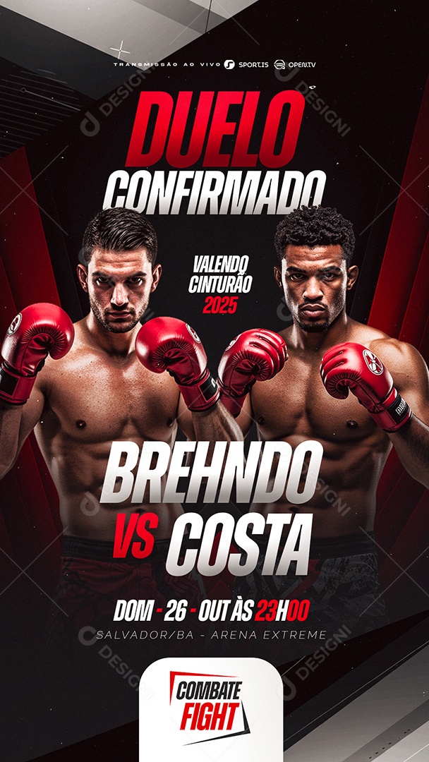Story Campeonato de Luta Duelo Confirmado Social Media PSD Editável