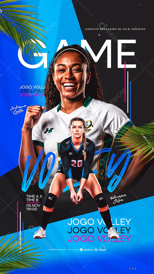Story Campeonato De Volleyball Feminino Jogo Social Media PSD Editável