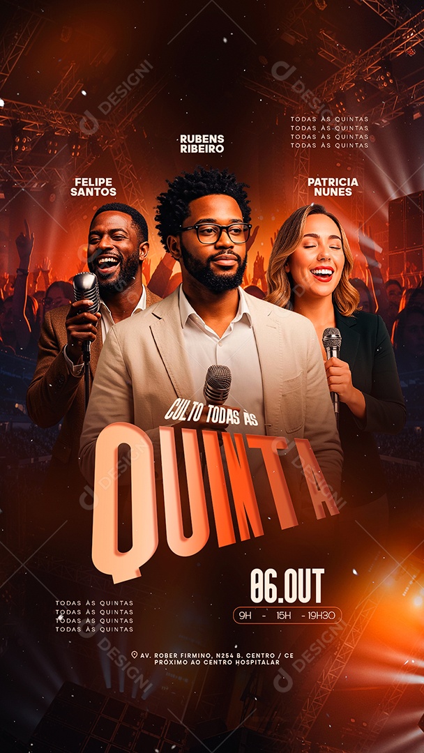 Story Flyer Gospel Culto Todas às Quinta Social Media PSD Editável