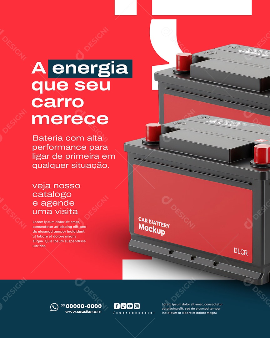 Loja de Baterias E Energia Que Seu Carro Merece Social Media PSD Editável