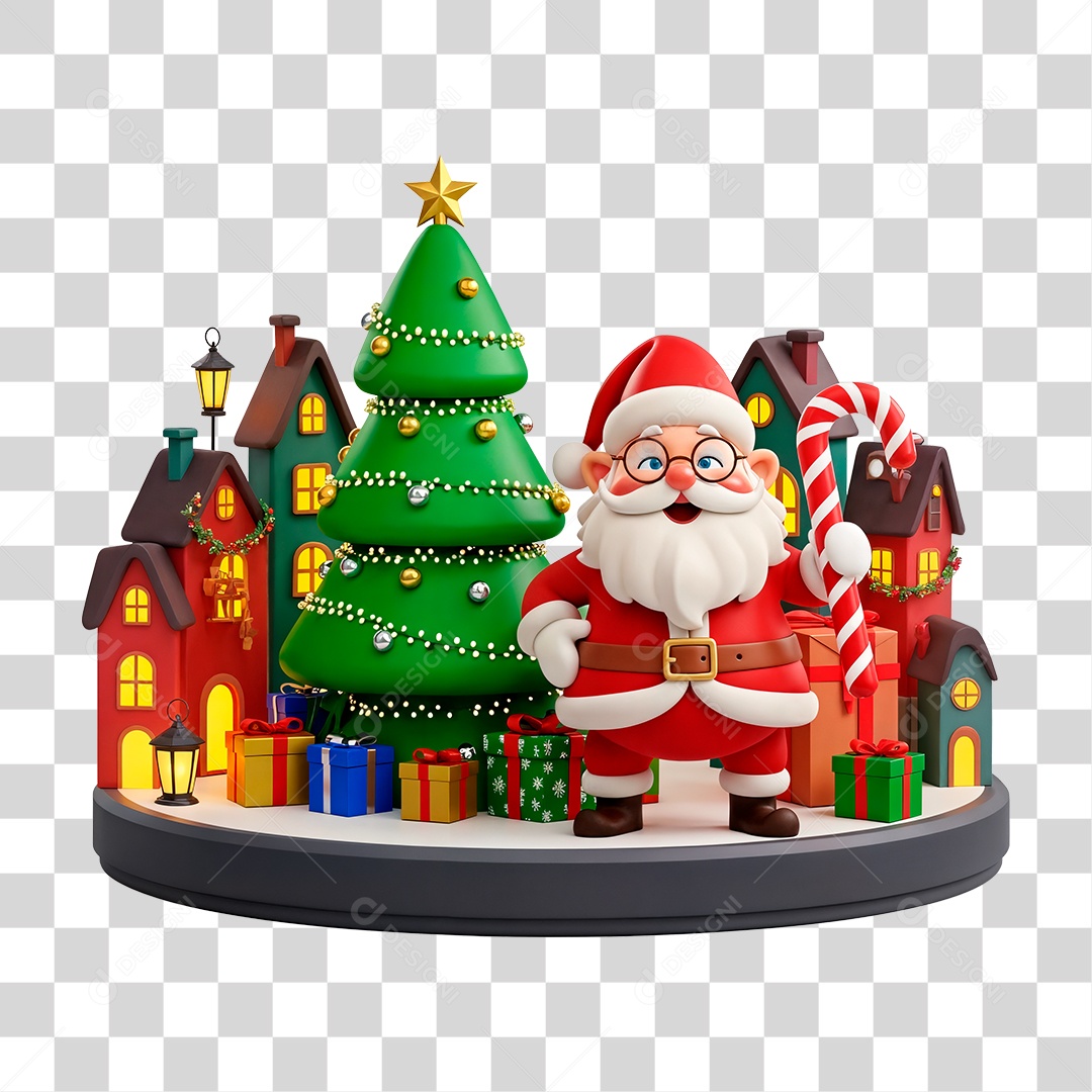 Personagem 3D Papai Noel PNG Transparente