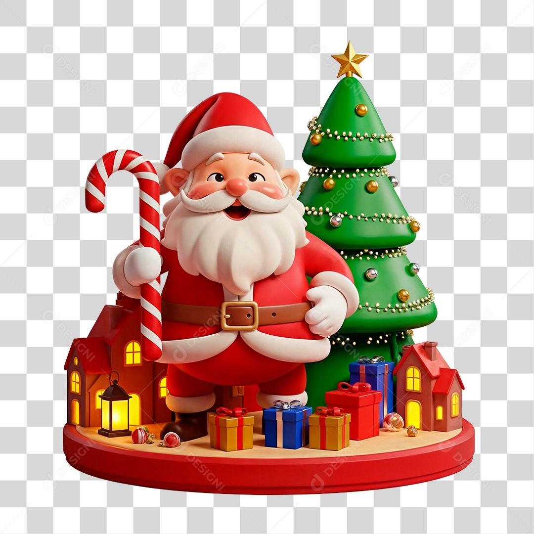 Personagem 3D Papai Noel PNG Transparente