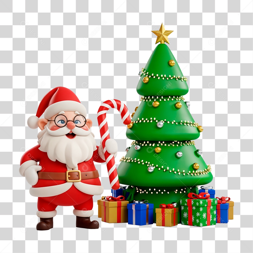 Personagem 3D Papai Noel PNG Transparente